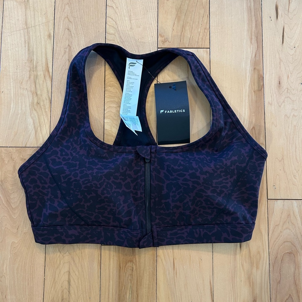 NWT Fabletics Purple and Black Sports Bra